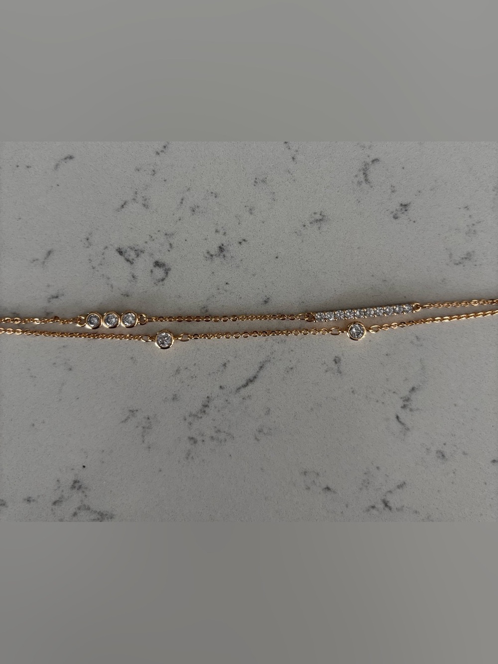 NWOT! Rose Gold Double-Layer Anklet with CZ Accents
